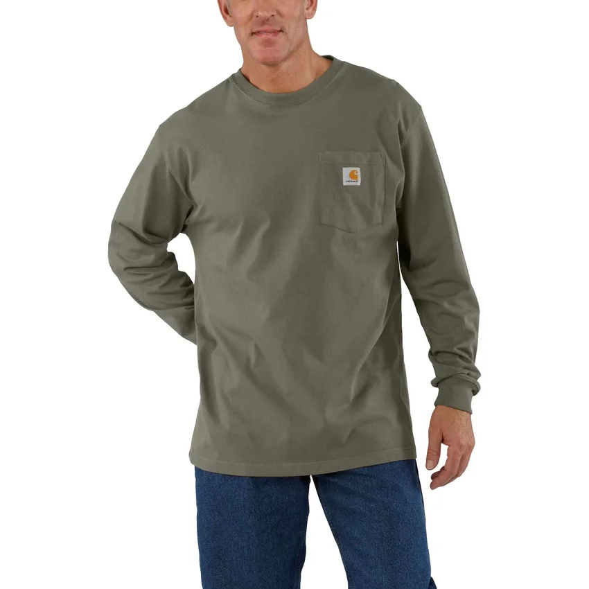 Camiseta de manguitos largos con bolsillo para hombre Dearborn, de corte holgado y tejido grueso