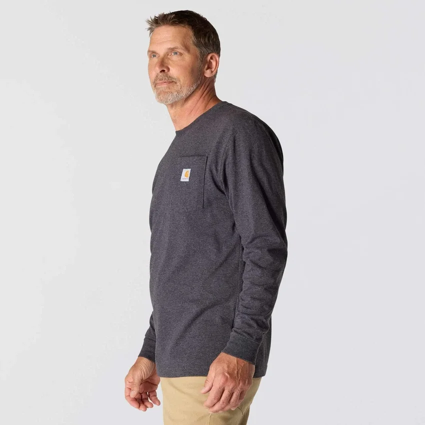 Camiseta de manguitos largos con bolsillo para hombre Dearborn, de corte holgado y tejido grueso