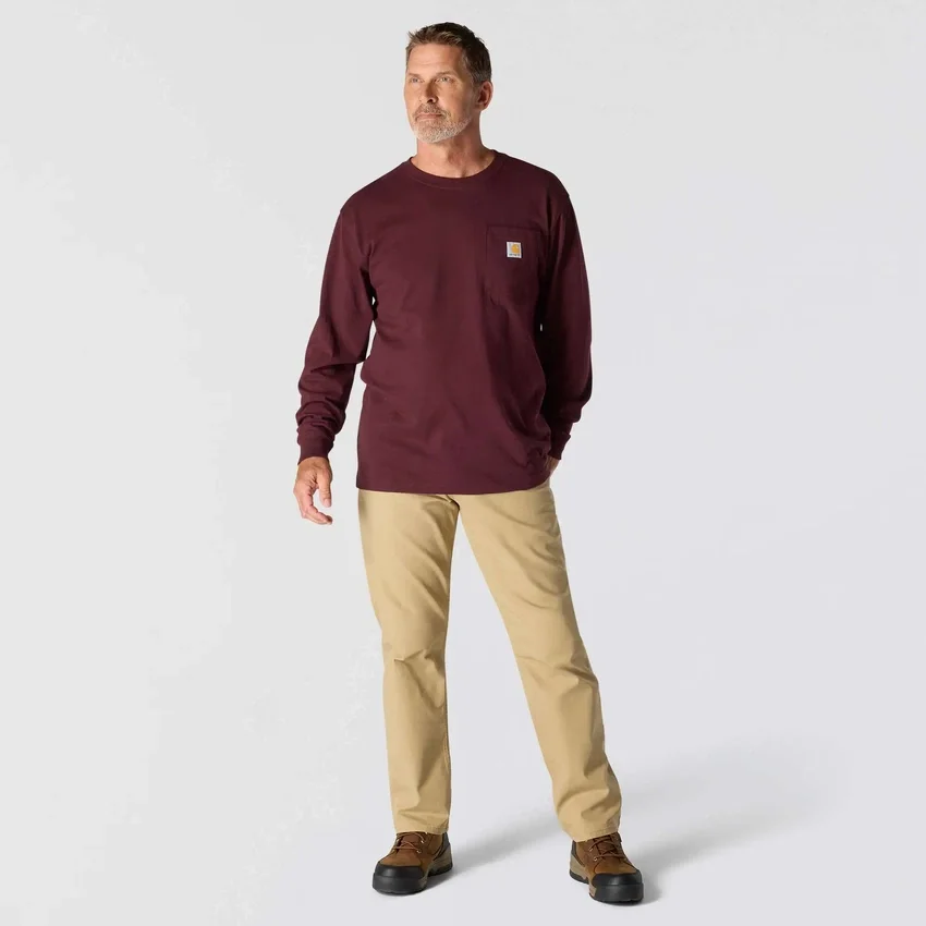 Camiseta de manguitos largos con bolsillo para hombre Dearborn, de corte holgado y tejido grueso