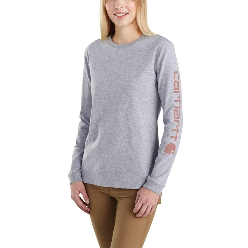 Camiseta de manguitos largos con logo «Dearborn» de corte holgado y tejido grueso para mujer