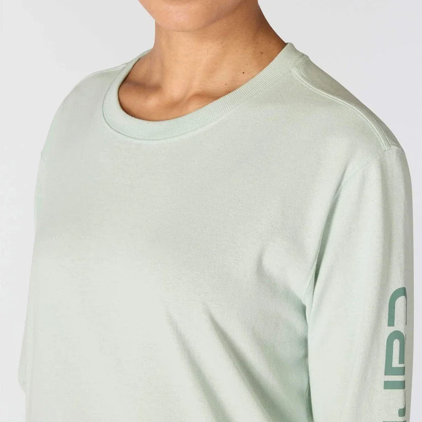 Camiseta de manguitos largos con logo «Dearborn» de corte holgado y tejido grueso para mujer