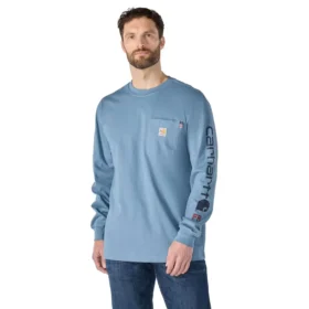 Camiseta de manguitos largos con logotipo «Fr Force Irvine» de corte holgado para hombre - Camisas ignífugas