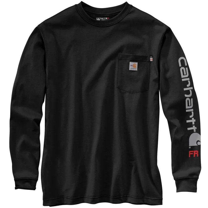 Camiseta de manguitos largos con logotipo «Fr Force Irvine» de corte holgado para hombre - Camisas ignífugas