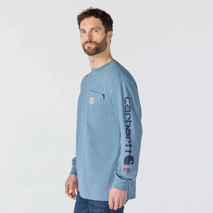 Camiseta de manguitos largos con logotipo «Fr Force Irvine» de corte holgado para hombre - Camisas ignífugas