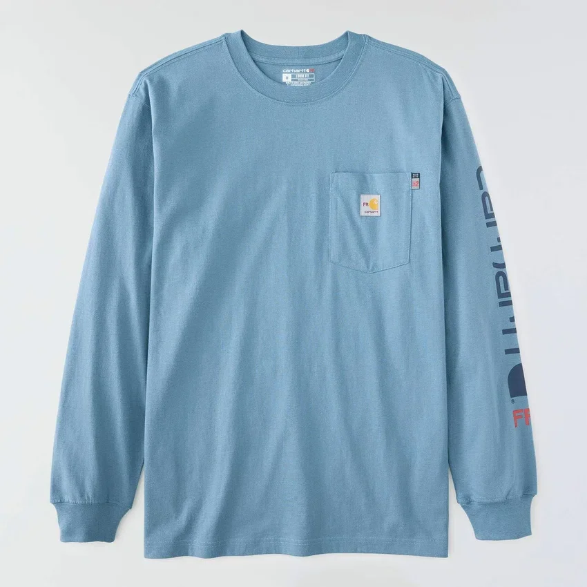 Camiseta de manguitos largos con logotipo «Fr Force Irvine» de corte holgado para hombre - Camisas ignífugas