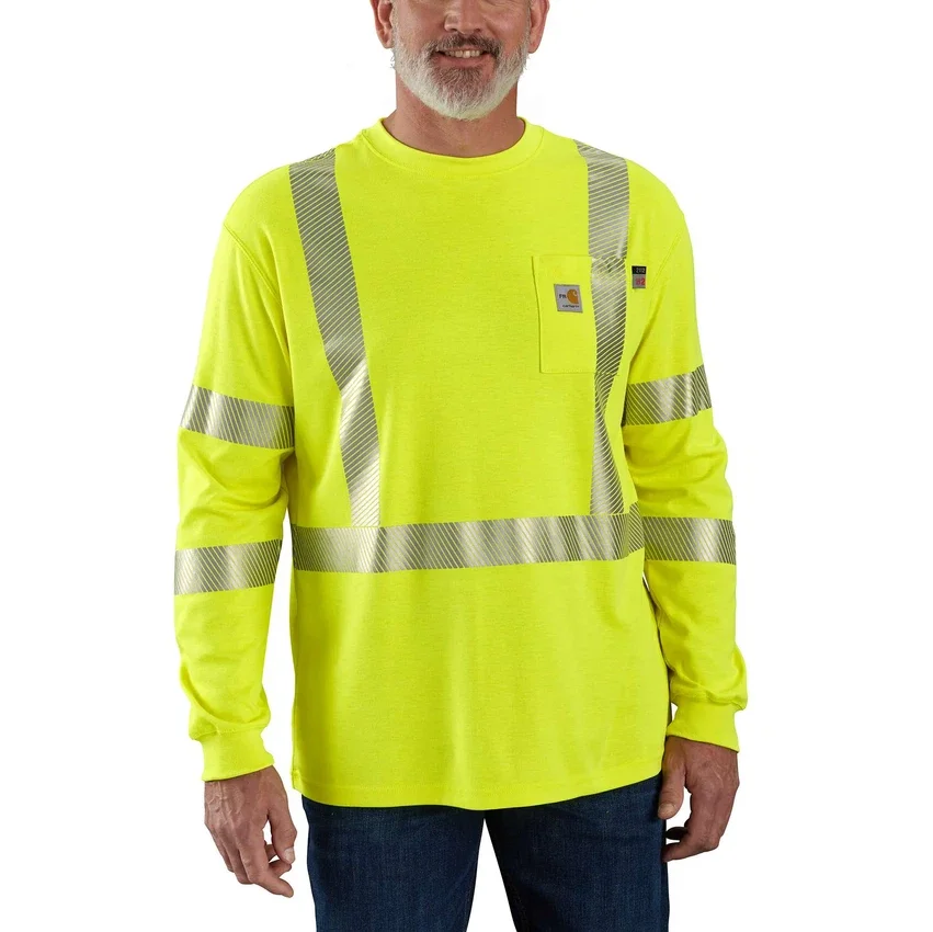 Camiseta de manguitos largos de alta visibilidad Force para hombre, corte holgado, clase 3