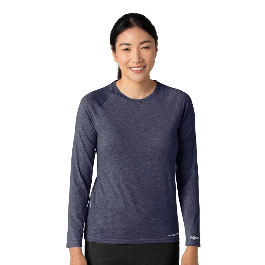 Camiseta de manguitos largos de rendimiento jaspeada «Force Sub-Scrubs» para mujer