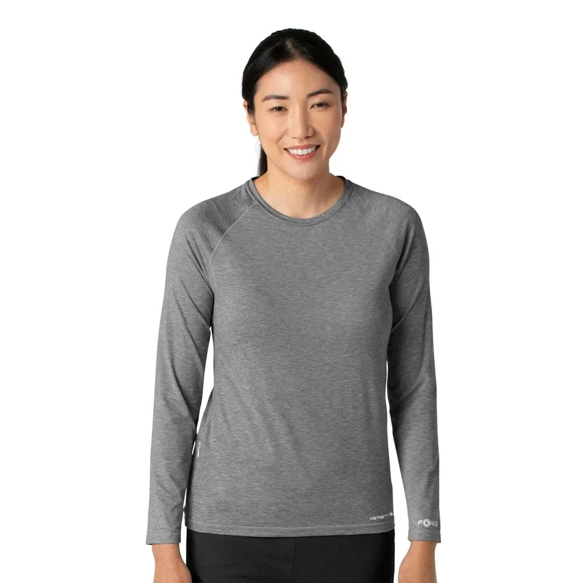 Camiseta de manguitos largos de rendimiento jaspeada «Force Sub-Scrubs» para mujer