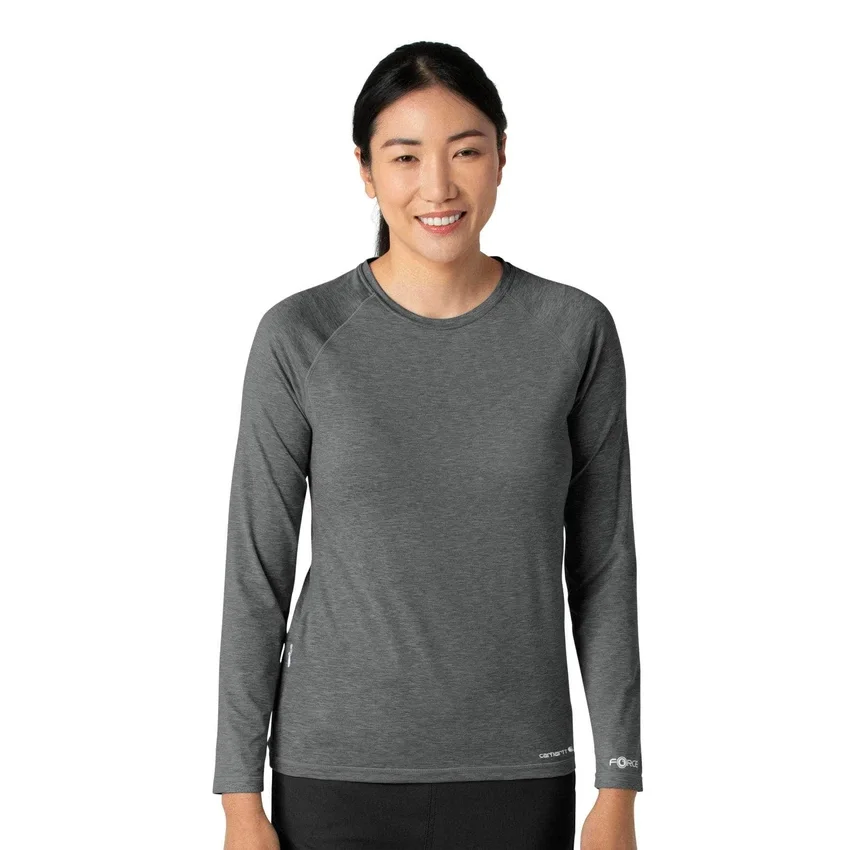 Camiseta de manguitos largos de rendimiento jaspeada «Force Sub-Scrubs» para mujer