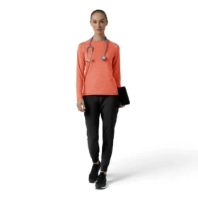 Camiseta de manguitos largos de rendimiento jaspeada «Force Sub-Scrubs» para mujer