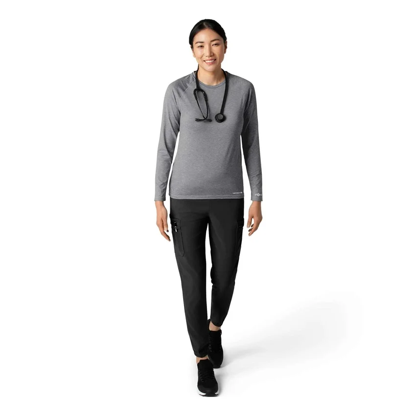 Camiseta de manguitos largos de rendimiento jaspeada «Force Sub-Scrubs» para mujer