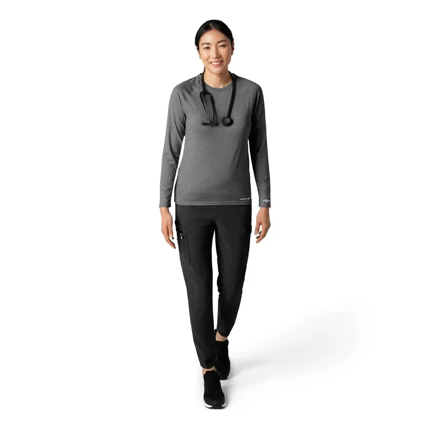 Camiseta de manguitos largos de rendimiento jaspeada «Force Sub-Scrubs» para mujer