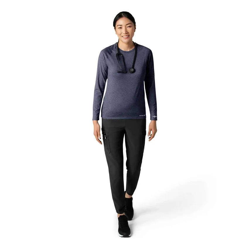 Camiseta de manguitos largos de rendimiento jaspeada «Force Sub-Scrubs» para mujer