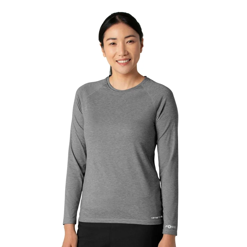 Camiseta de manguitos largos de rendimiento jaspeada «Force Sub-Scrubs» para mujer