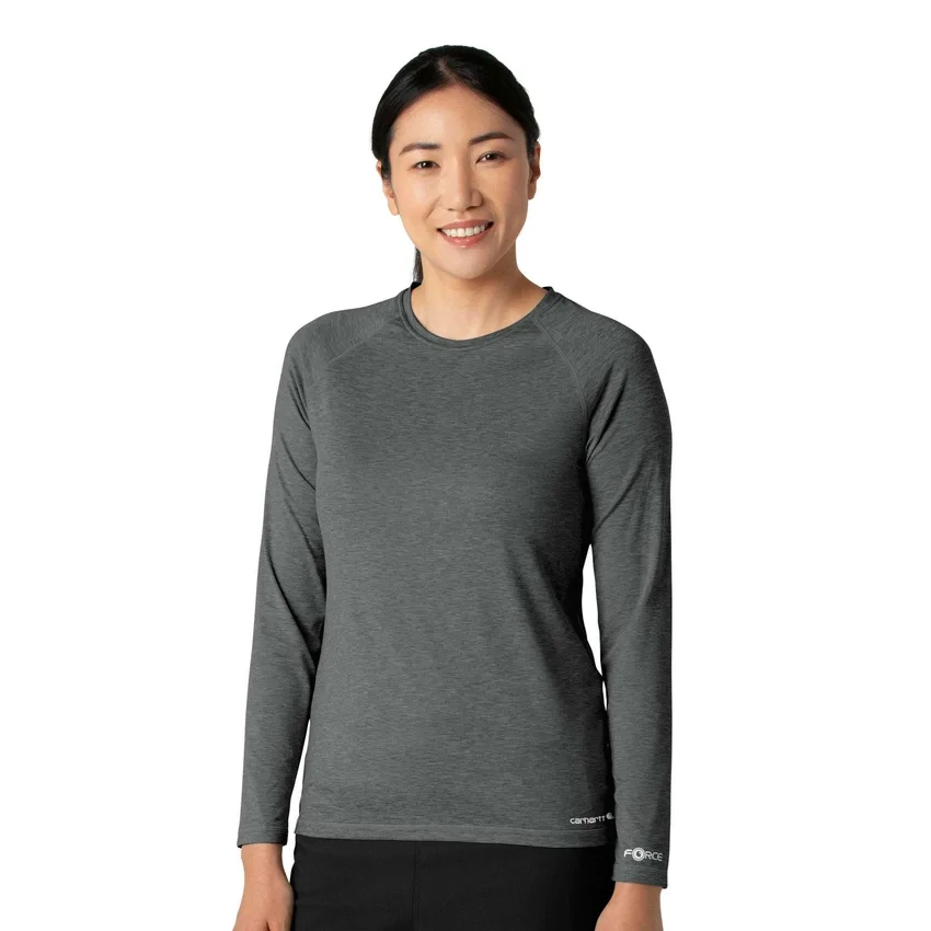 Camiseta de manguitos largos de rendimiento jaspeada «Force Sub-Scrubs» para mujer
