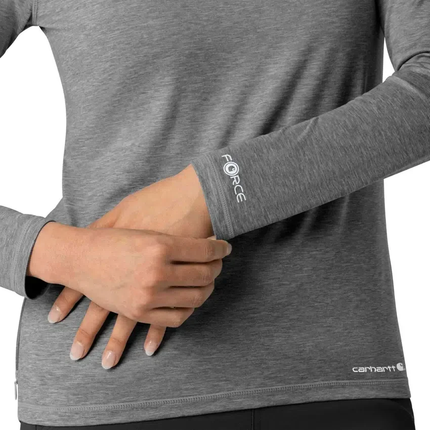 Camiseta de manguitos largos de rendimiento jaspeada «Force Sub-Scrubs» para mujer