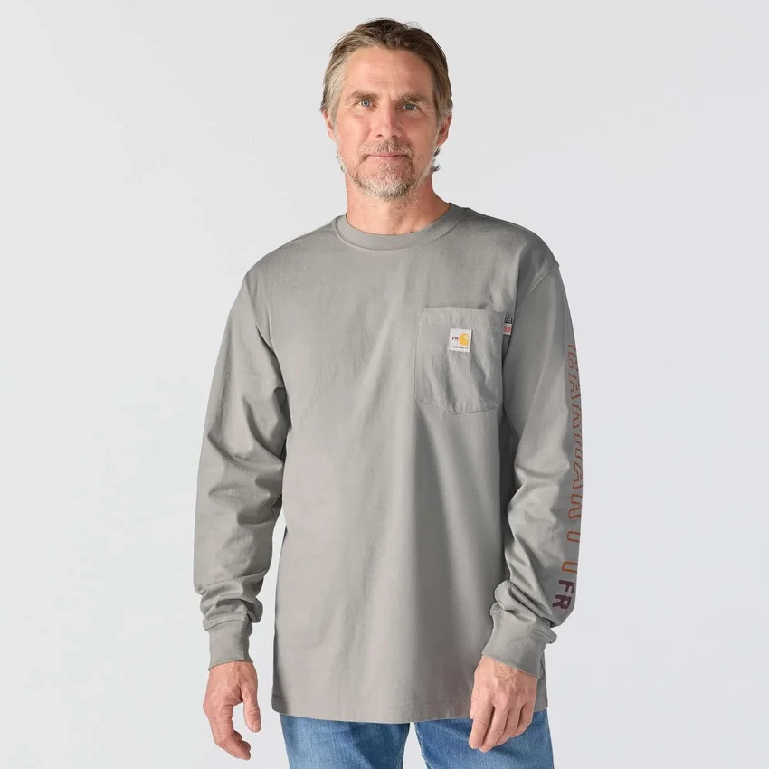 Camiseta de manguitos largos Force Irvine Fr para hombre con estampado de llamas - Camisas ignífugas