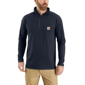 Camiseta de manguitos largos para hombre Force con cremallera de un cuarto y tejido que absorbe la humedad