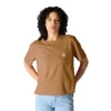 Camiseta de mujer de Tencel, corte holgado, ligera, con sudadera cuello redondo y bolsillo