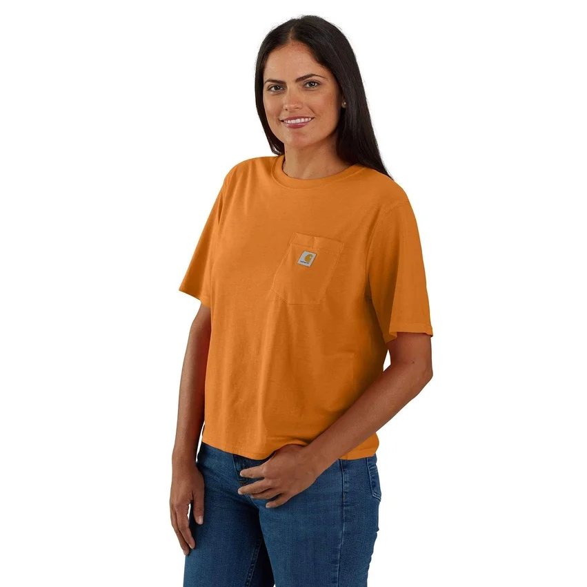 Camiseta de mujer de Tencel, corte holgado, ligera, con sudadera cuello redondo y bolsillo