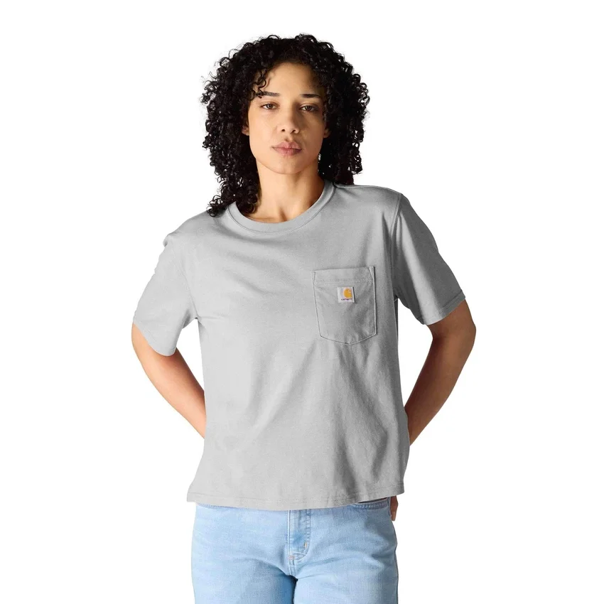 Camiseta de mujer de Tencel, corte holgado, ligera, con sudadera cuello redondo y bolsillo