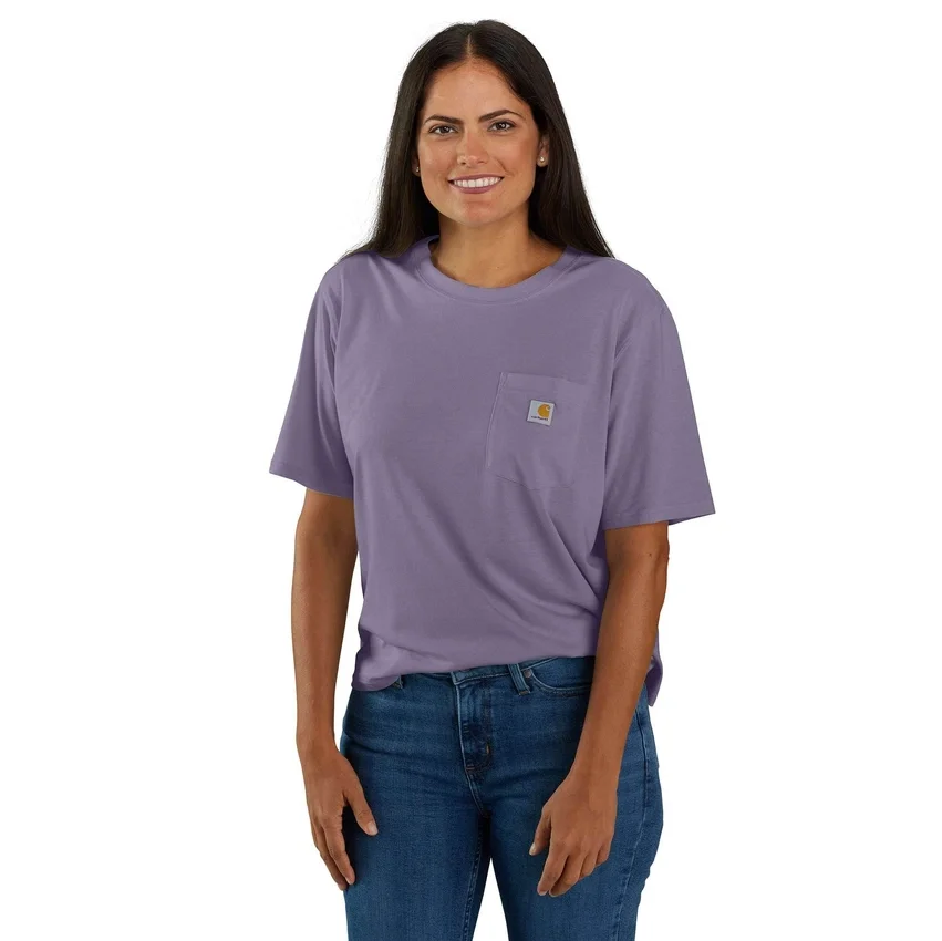 Camiseta de mujer de Tencel, corte holgado, ligera, con sudadera cuello redondo y bolsillo