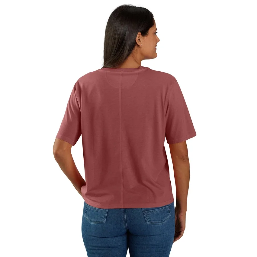 Camiseta de mujer de Tencel, corte holgado, ligera, con sudadera cuello redondo y bolsillo
