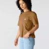 Camiseta de mujer de Tencel, corte holgado, ligera, con sudadera cuello redondo y bolsillo