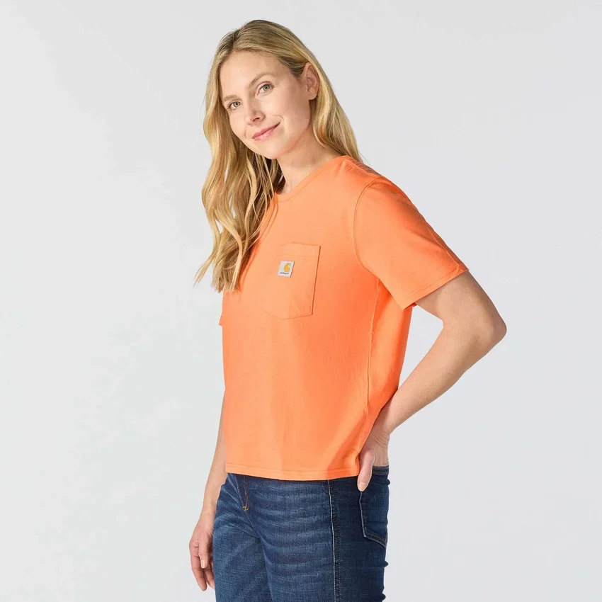 Camiseta de mujer de Tencel, corte holgado, ligera, con sudadera cuello redondo y bolsillo