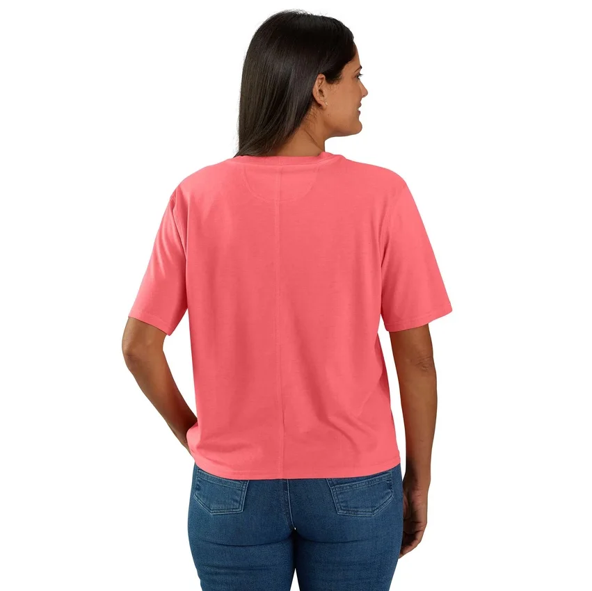 Camiseta de mujer de Tencel, corte holgado, ligera, con sudadera cuello redondo y bolsillo