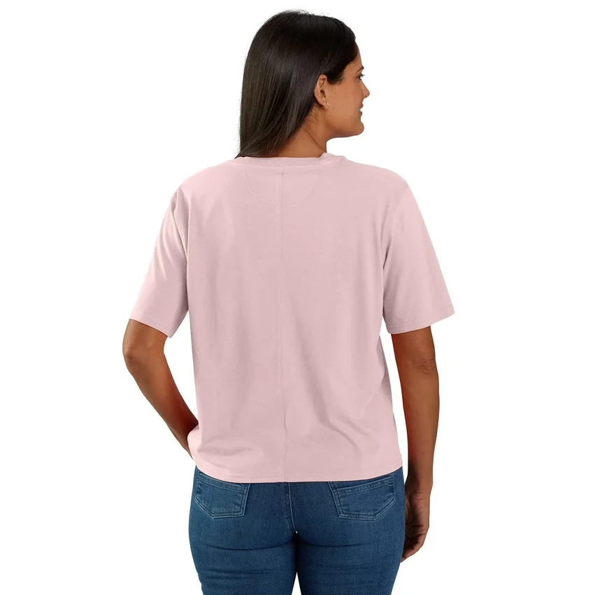 Camiseta de mujer de Tencel, corte holgado, ligera, con sudadera cuello redondo y bolsillo