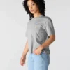 Camiseta de mujer de Tencel, corte holgado, ligera, con sudadera cuello redondo y bolsillo