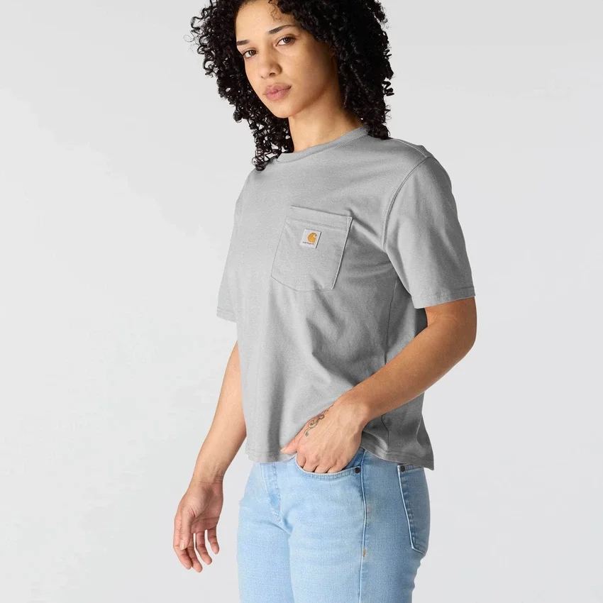 Camiseta de mujer de Tencel, corte holgado, ligera, con sudadera cuello redondo y bolsillo