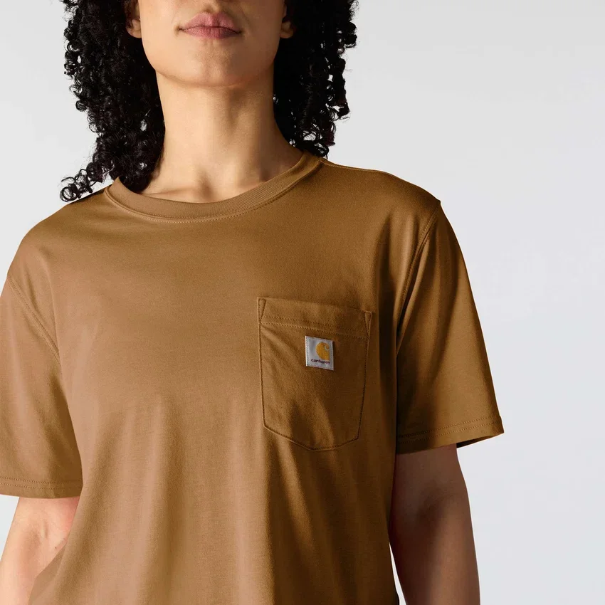 Camiseta de mujer de Tencel, corte holgado, ligera, con sudadera cuello redondo y bolsillo