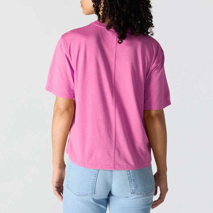Camiseta de mujer de Tencel, corte holgado, ligera, con sudadera cuello redondo y bolsillo