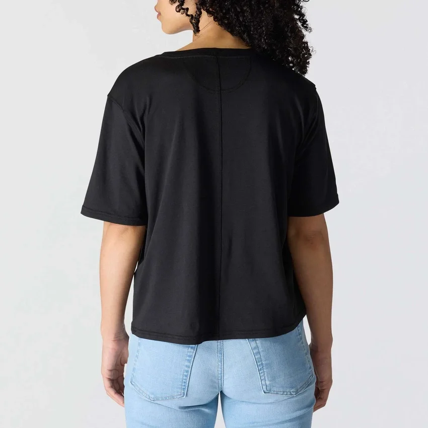 Camiseta de mujer de Tencel, corte holgado, ligera, con sudadera cuello redondo y bolsillo