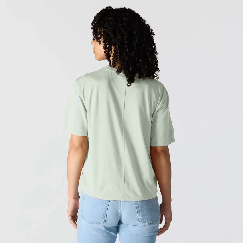 Camiseta de mujer de Tencel, corte holgado, ligera, con sudadera cuello redondo y bolsillo