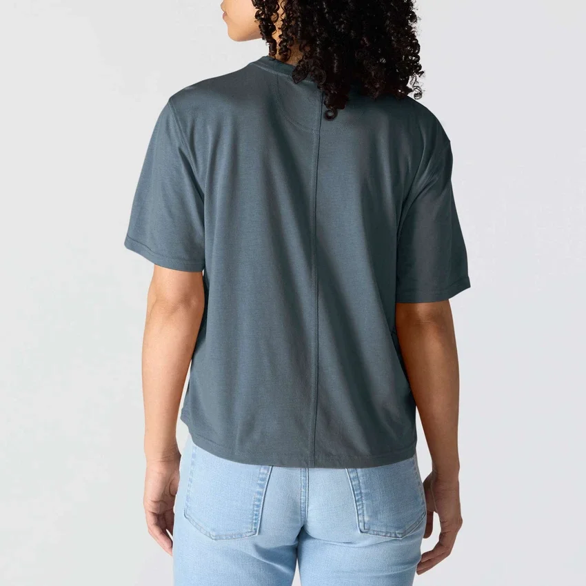 Camiseta de mujer de Tencel, corte holgado, ligera, con sudadera cuello redondo y bolsillo