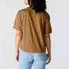 Camiseta de mujer de Tencel, corte holgado, ligera, con sudadera cuello redondo y bolsillo