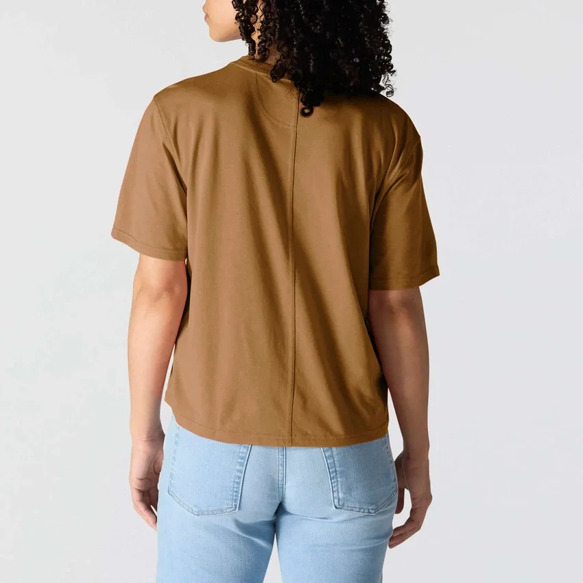 Camiseta de mujer de Tencel, corte holgado, ligera, con sudadera cuello redondo y bolsillo