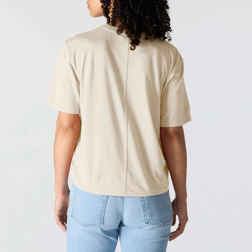 Camiseta de mujer de Tencel, corte holgado, ligera, con sudadera cuello redondo y bolsillo