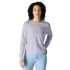 Camiseta de mujer de Tencel, corte holgado, manguitos largos, cuello redondo y bolsillo