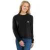 Camiseta de mujer de Tencel, corte holgado, manguitos largos, cuello redondo y bolsillo