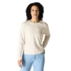 Camiseta de mujer de Tencel, corte holgado, manguitos largos, cuello redondo y bolsillo