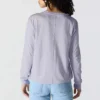 Camiseta de mujer de Tencel, corte holgado, manguitos largos, cuello redondo y bolsillo