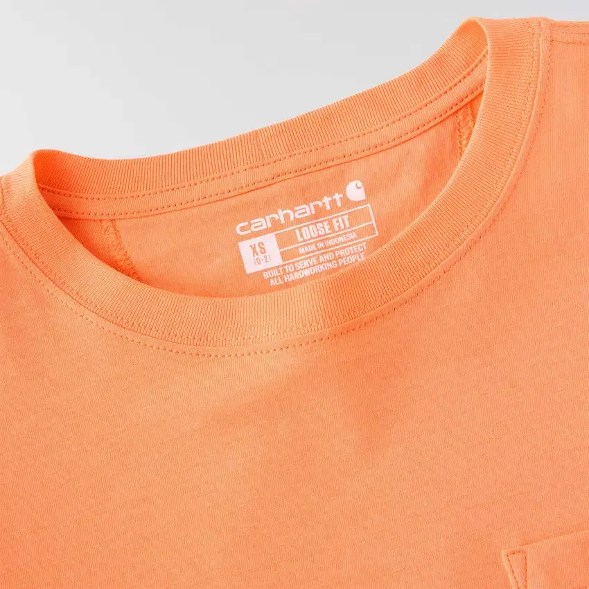 Camiseta de mujer de Tencel, corte holgado, manguitos largos, cuello redondo y bolsillo