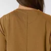 Camiseta de mujer de Tencel, corte holgado, manguitos largos, cuello redondo y bolsillo