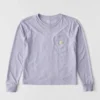 Camiseta de mujer de Tencel, corte holgado, manguitos largos, cuello redondo y bolsillo