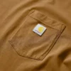 Camiseta de mujer de Tencel, corte holgado, manguitos largos, cuello redondo y bolsillo
