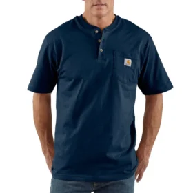 Camiseta Henley de hombre Dearborn, corte holgado y tejido grueso, con bolsillo
